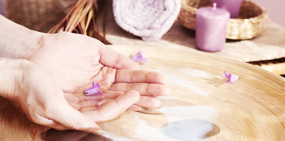 Spa hand treatment with flowers